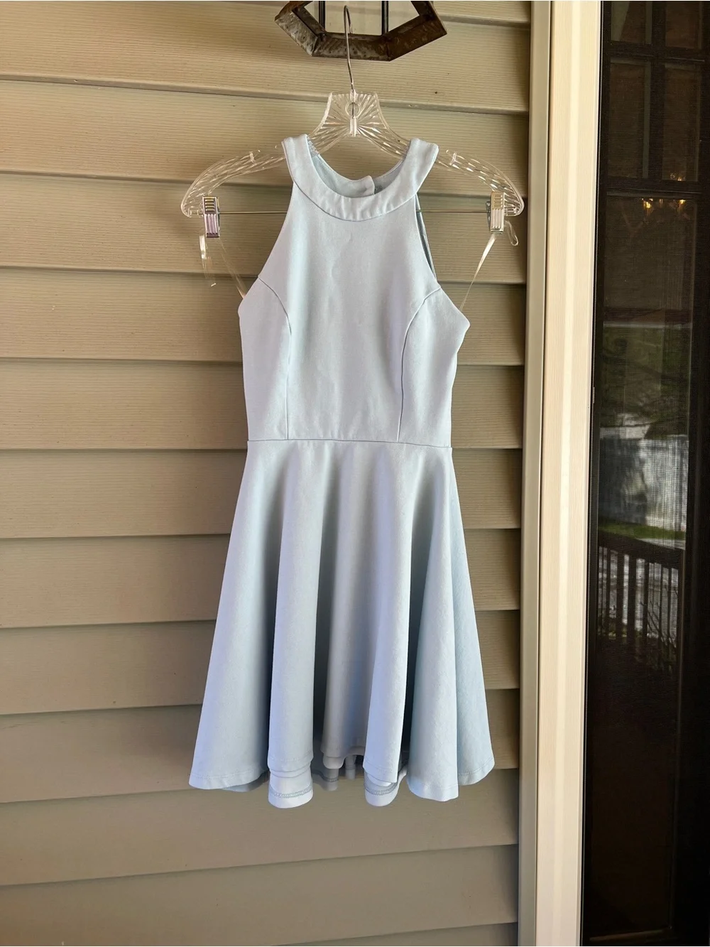 Lulu’s light blue halter neck open back dress, S - Picture 1 of 7